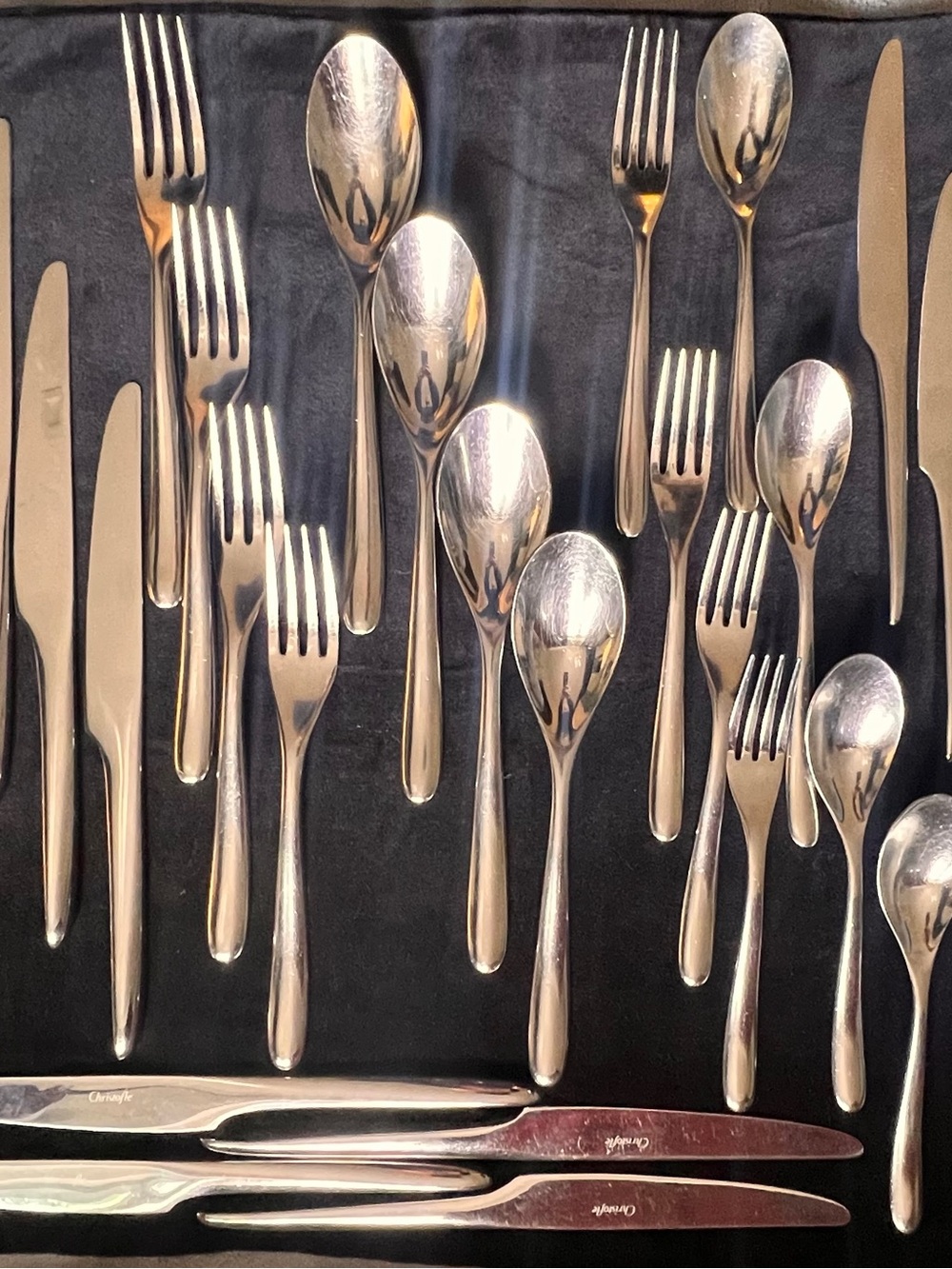 Christofle Silver Tone Flatware Set Listing - Black & White Text